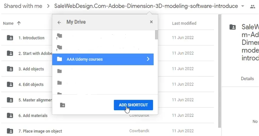 AAA Udemy folder Web Google Drive